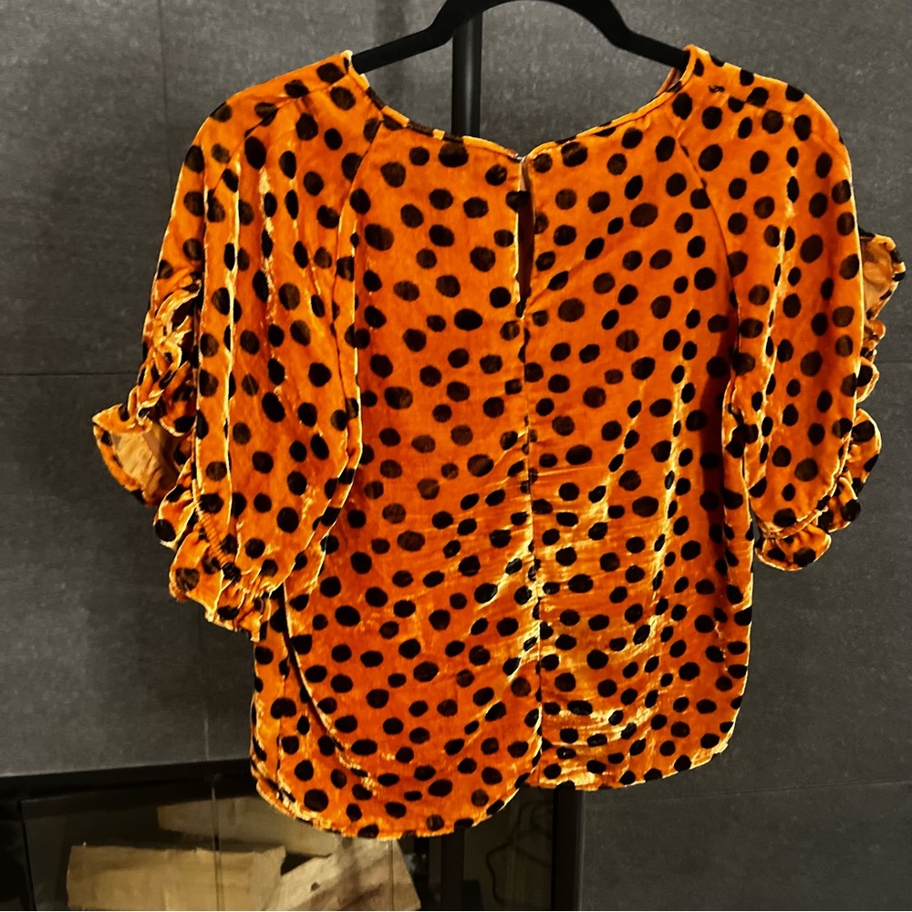 Madewell Velvet Leopard Ruffle Sleeve Top Size XS - Picture 5 of 16